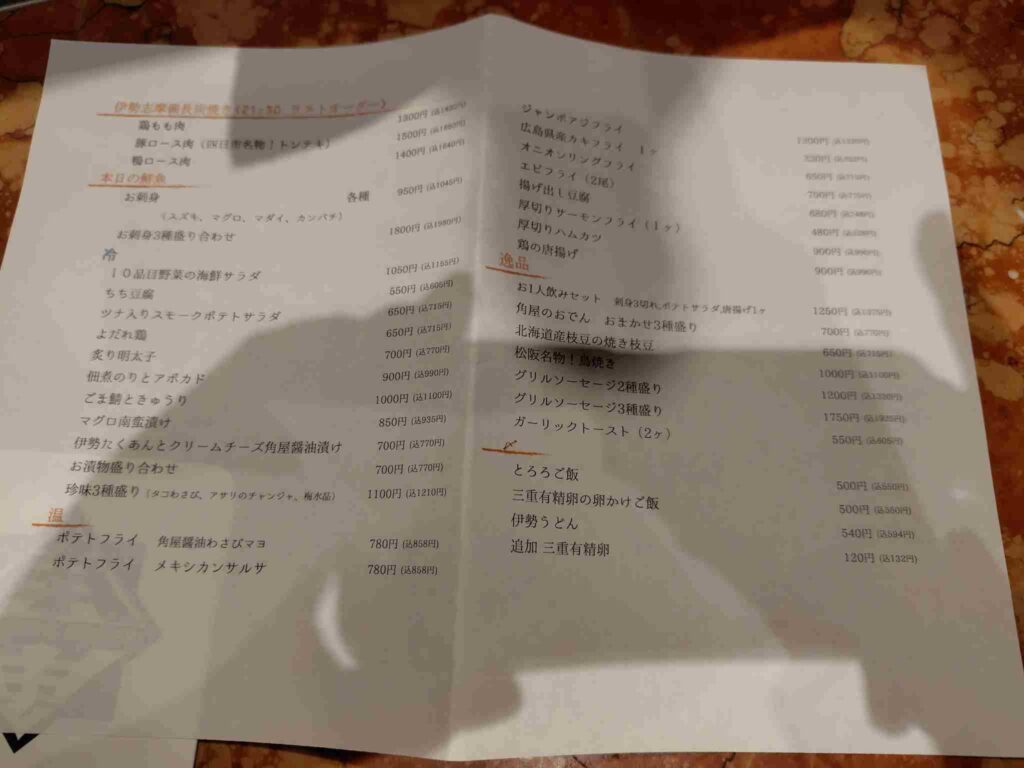 伊勢角屋麦酒八重洲_メニュー