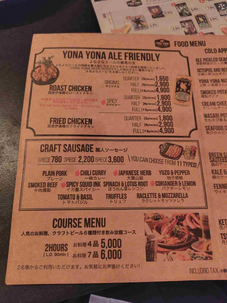 YonaYonaBeerWorks_メニュー1